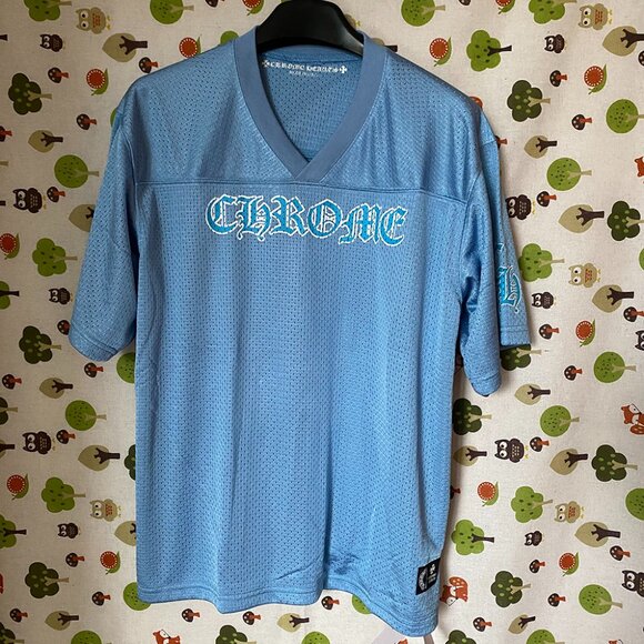 Chrome Hearts V Neck Short Sleeve Jersey Men Blue